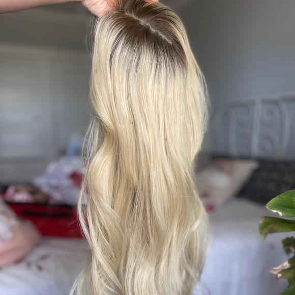 Highline Wigs / Toppers By Sharon Premium Human Hair Silk Top long blonde topper - Picture 12 of 16